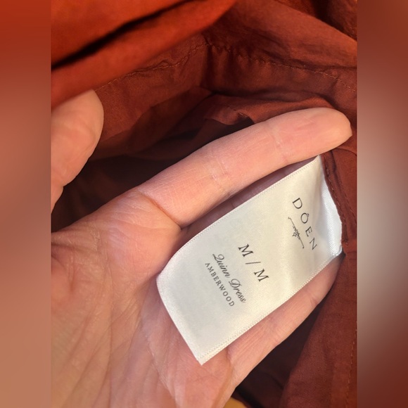 Doen Quinn cotton poplin puff sleeve midi dress in Amberwood rust - Picture 8 of 9